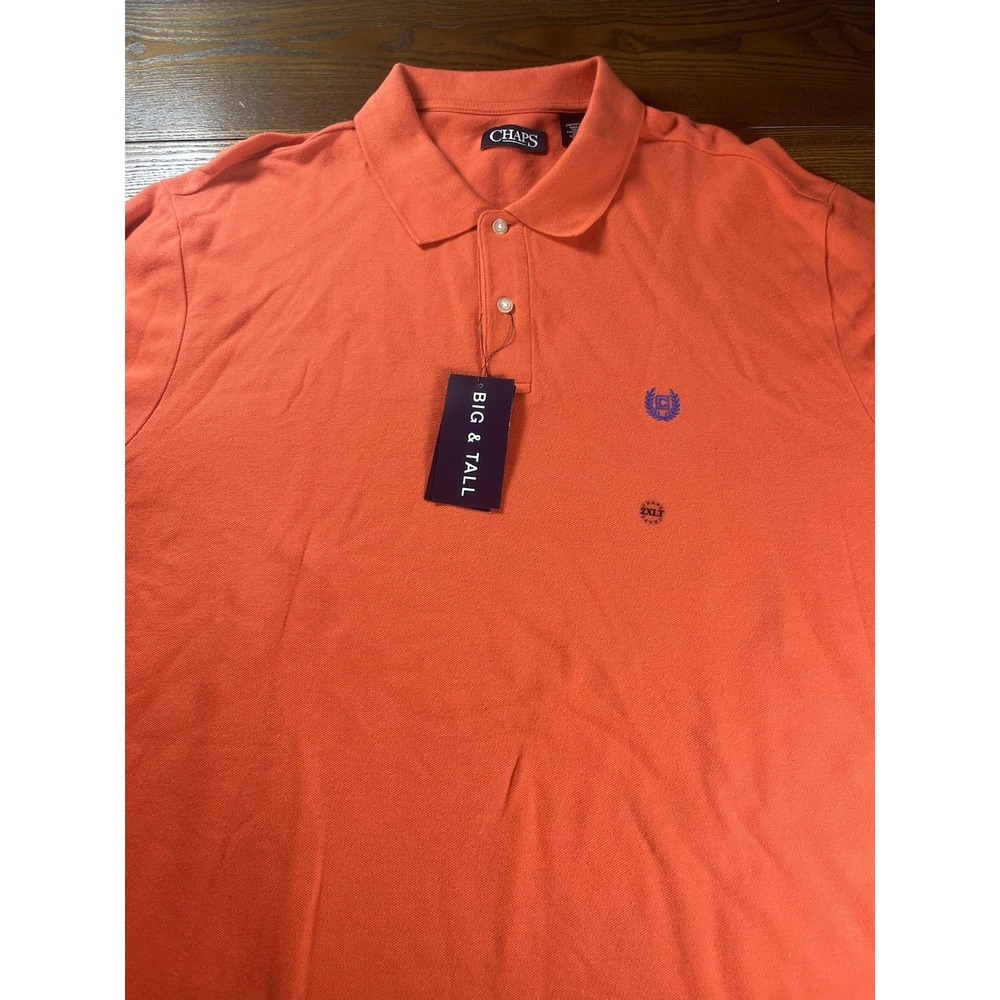 NEW Chaps Polo Shirt Classic Short Sleeve Casual Navel Orange Men's 2XLT Tall